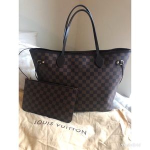 Louis vuittong neverfull mm damier + pouch